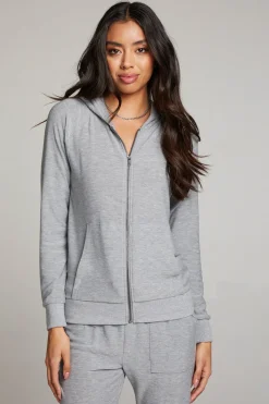 Clearance Chaser Brand Heather Grey Long Sleeve Raglan Zip Up Hoodie
