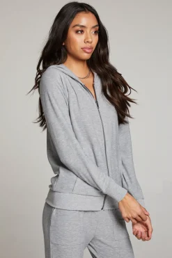 Clearance Chaser Brand Heather Grey Long Sleeve Raglan Zip Up Hoodie