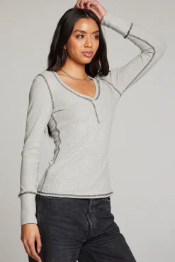Shop Chaser Brand Heather Grey Long Sleeve Henley