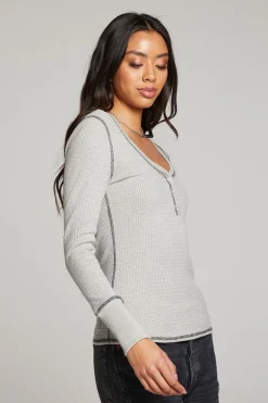 Shop Chaser Brand Heather Grey Long Sleeve Henley