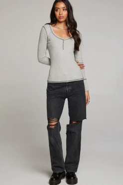 Shop Chaser Brand Heather Grey Long Sleeve Henley
