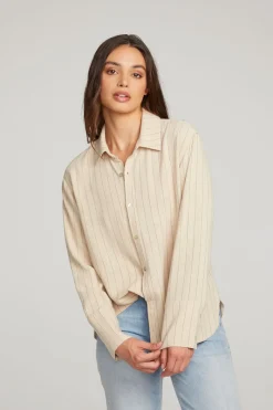 Store Chaser Brand Helena White Pinstripe Button Down