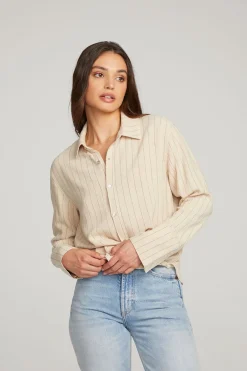 Store Chaser Brand Helena White Pinstripe Button Down