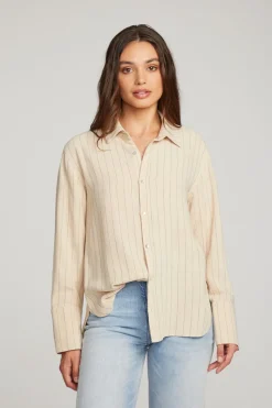 Store Chaser Brand Helena White Pinstripe Button Down