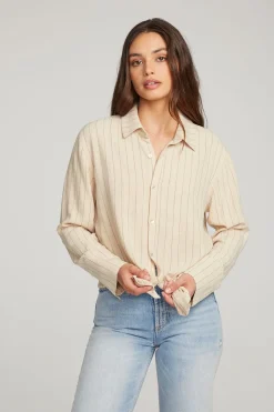 Store Chaser Brand Helena White Pinstripe Button Down