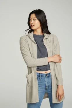 Sale Chaser Brand Hooded Open Duster Cardigan With Pockets