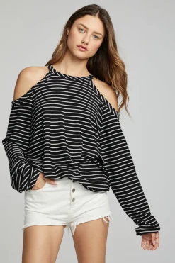 Fashion Chaser Brand Houston Pullover - Black And White Stripe