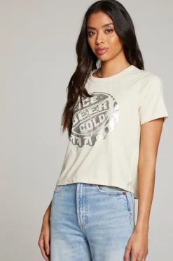 New Chaser Brand Ice Cold Beer Embroidery Tee