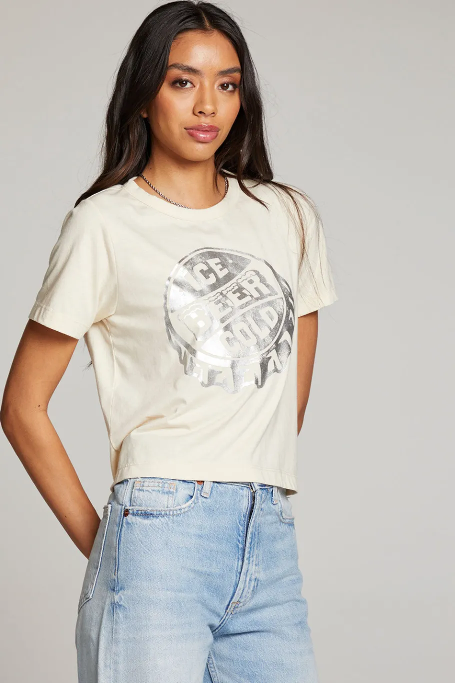 New Chaser Brand Ice Cold Beer Embroidery Tee