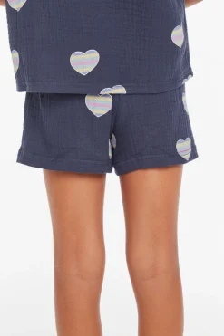 Fashion Chaser Brand Jade Blue Heart Girls Short