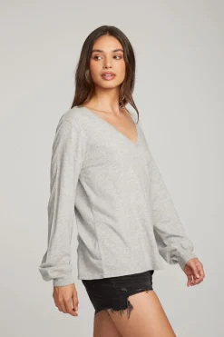 Best Chaser Brand Kara Heather Grey Long Sleeve