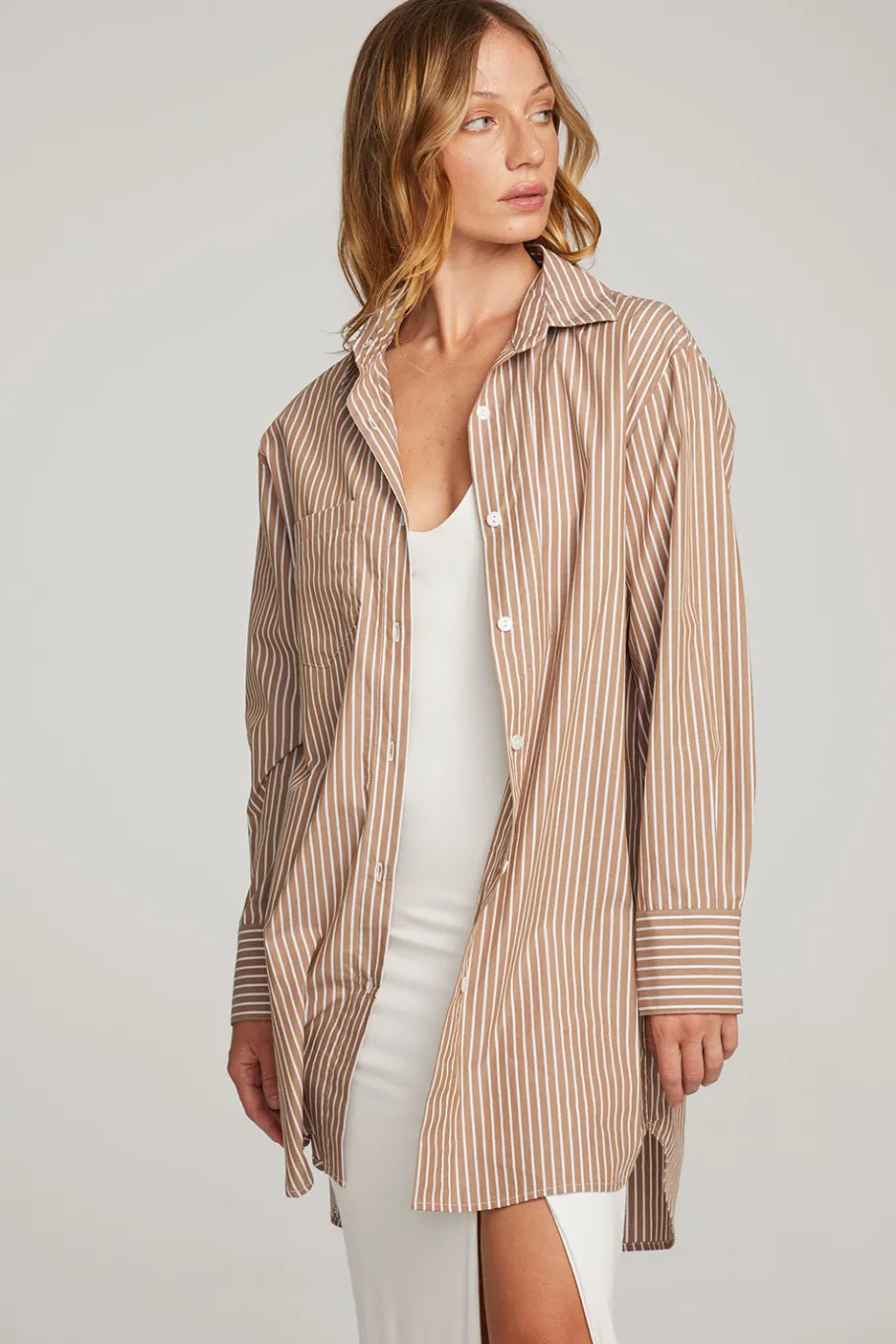Online Chaser Brand Kerstin Whiskey Stripe Button Down