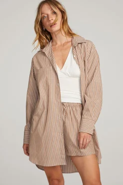 Online Chaser Brand Kerstin Whiskey Stripe Button Down