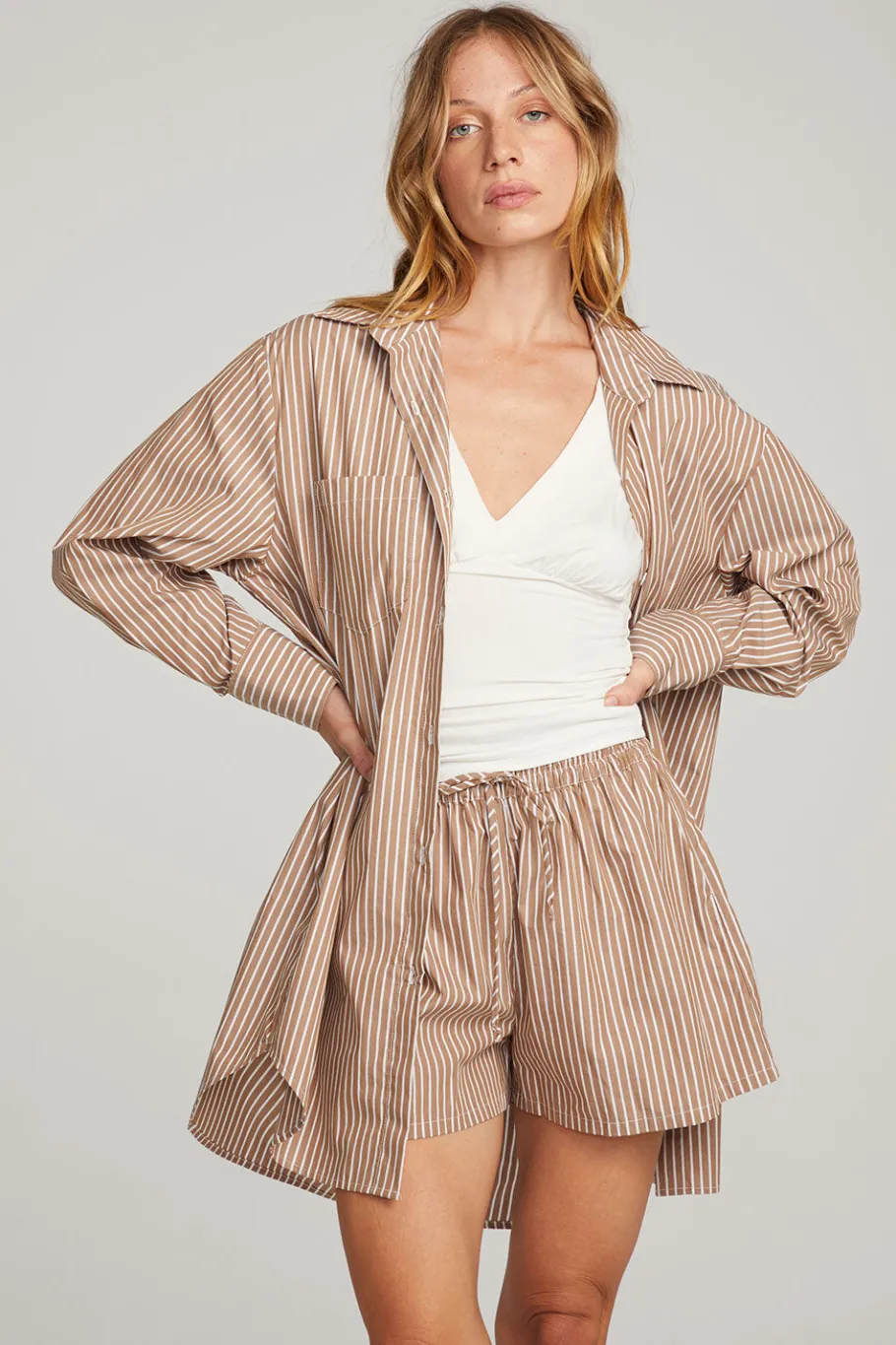 Online Chaser Brand Kerstin Whiskey Stripe Button Down