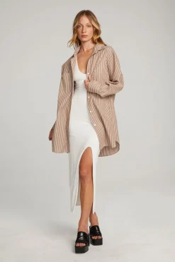 Online Chaser Brand Kerstin Whiskey Stripe Button Down