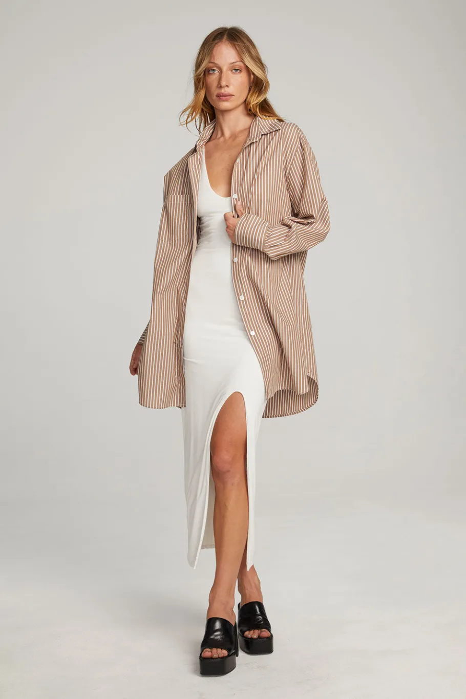 Online Chaser Brand Kerstin Whiskey Stripe Button Down