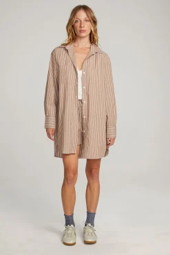 Online Chaser Brand Kerstin Whiskey Stripe Button Down