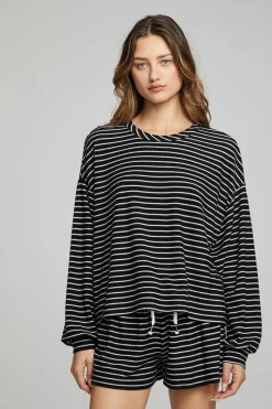 Store Chaser Brand Lesh Long Sleeve - Black And White Stripe