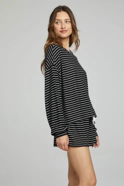 Store Chaser Brand Lesh Long Sleeve - Black And White Stripe