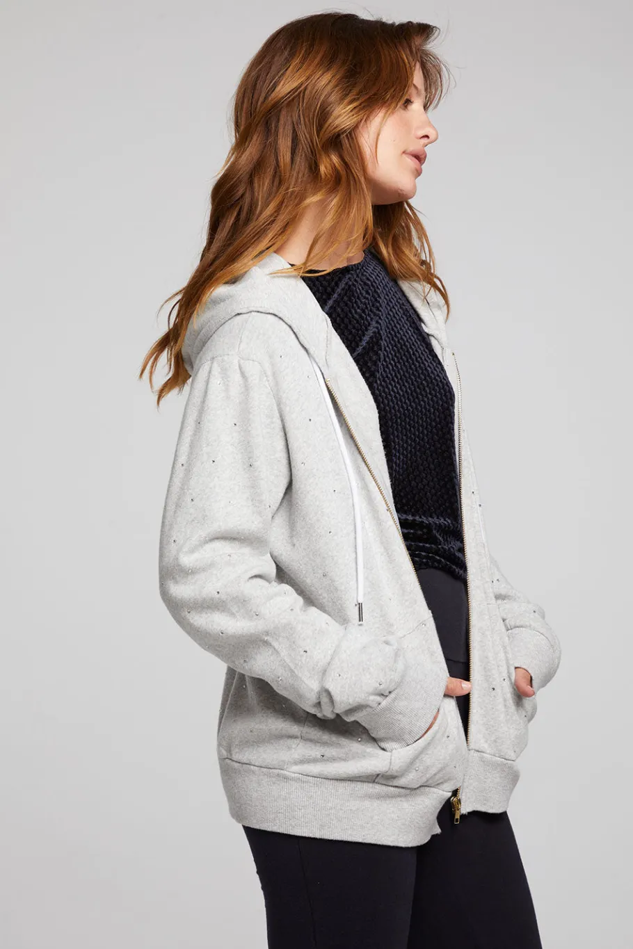 Clearance Chaser Brand Lex Heather Grey Zip Up Hoodie