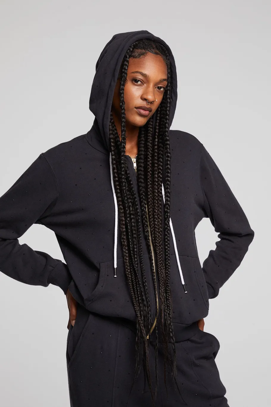 Outlet Chaser Brand Lex Licorice Zip Up Hoodie