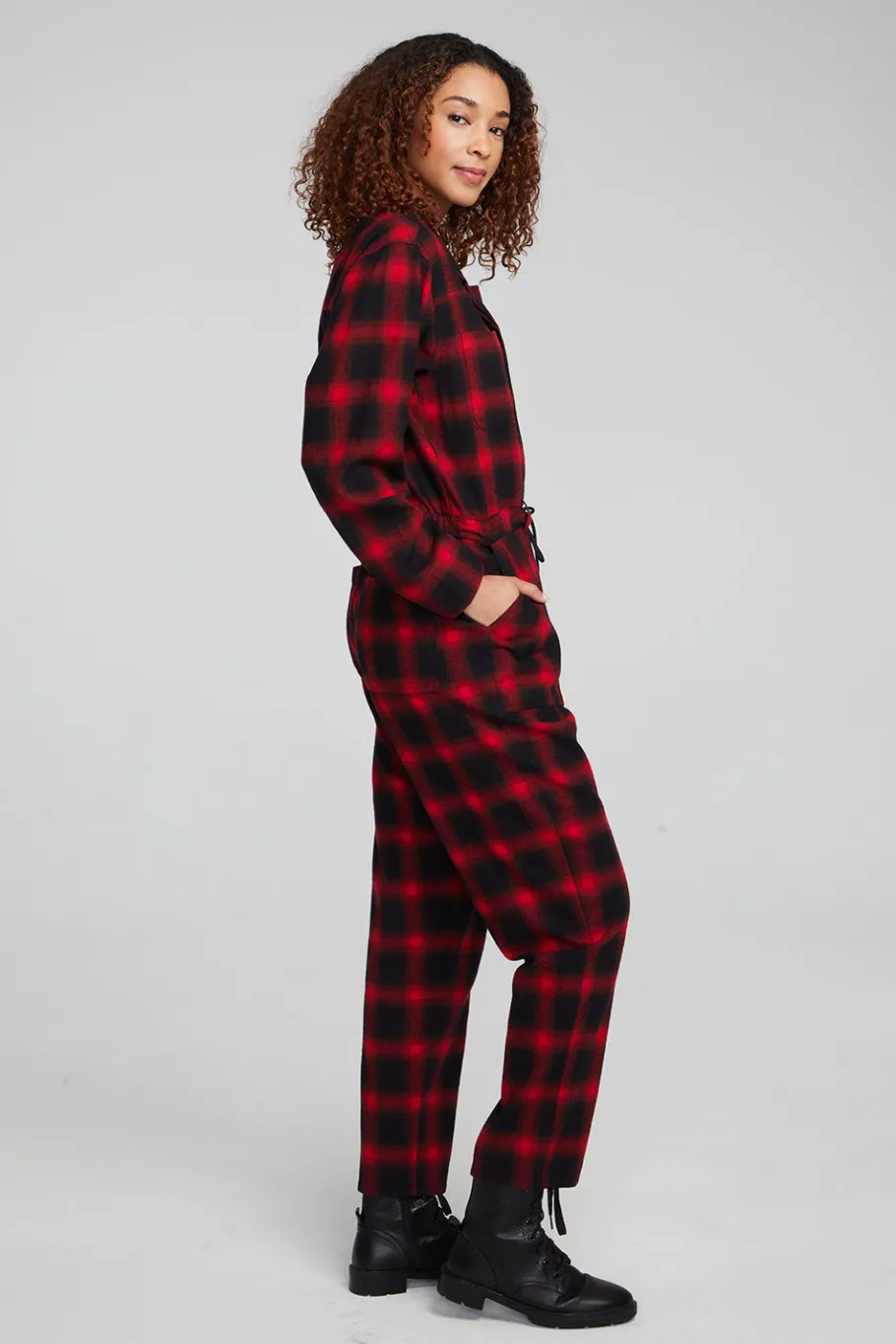 Store Chaser Brand Lexi Sunset Plaid Jumpsuit