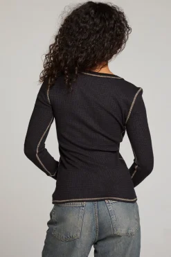 Discount Chaser Brand Licorice Long Sleeve Henley