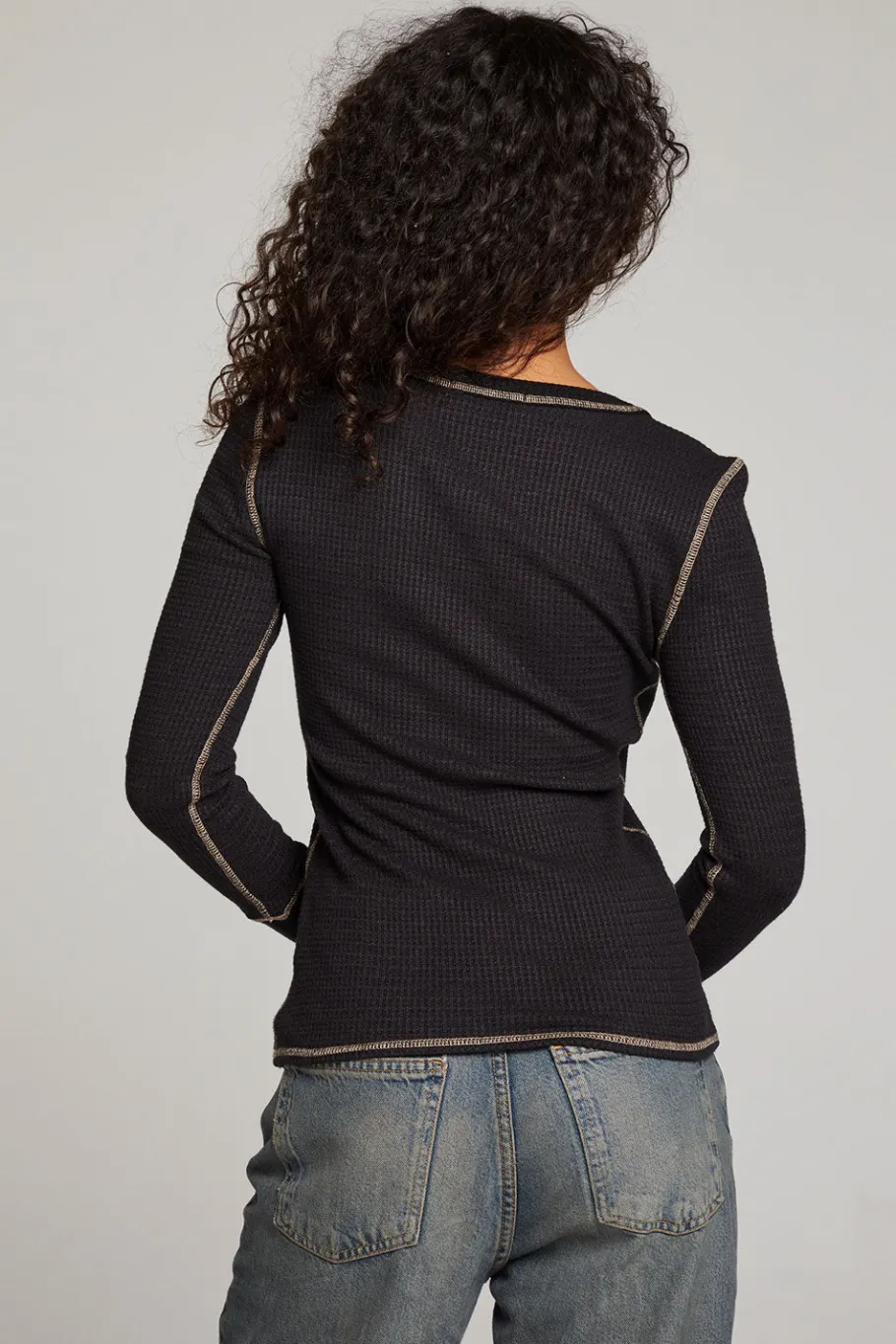 Discount Chaser Brand Licorice Long Sleeve Henley