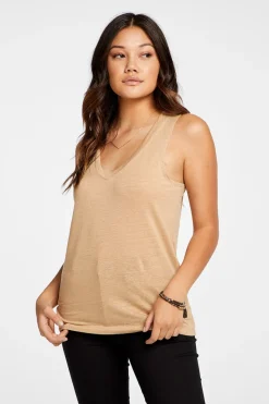 Cheap Chaser Brand Linen Jersey V Neck Muscle Tank