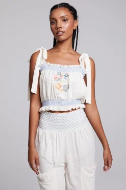 Discount Chaser Brand Lirhetta Floral Bouquet Embroidery Crop Top