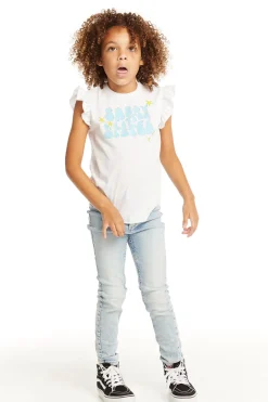 Cheap Chaser Brand Little Sister Flutter Sleeve Tee