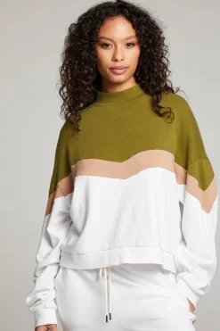 Cheap Chaser Brand Liz Sand Color Block Pullover