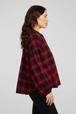 Cheap Chaser Brand Lola Sunset Plaid Blouse