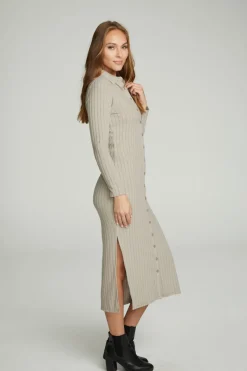 Clearance Chaser Brand Long Sleeve Button Down Collar Dress