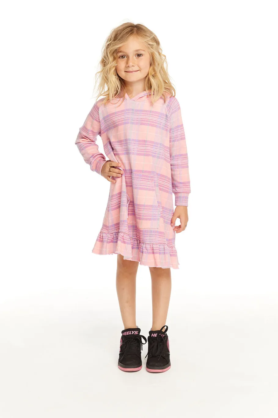 Best Sale Chaser Brand Long Sleeve Cotton Candy Plaid Dress