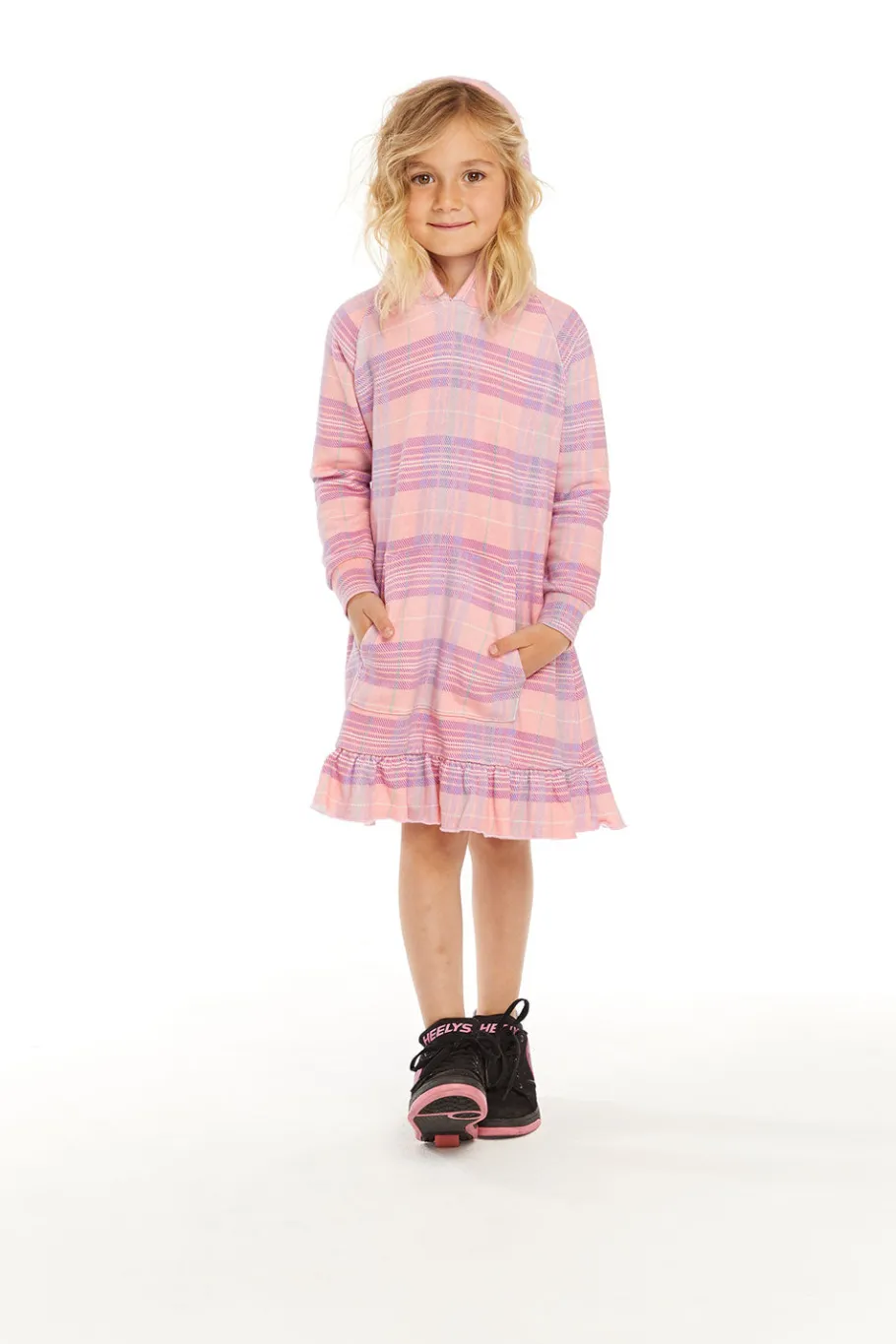 Best Sale Chaser Brand Long Sleeve Cotton Candy Plaid Dress