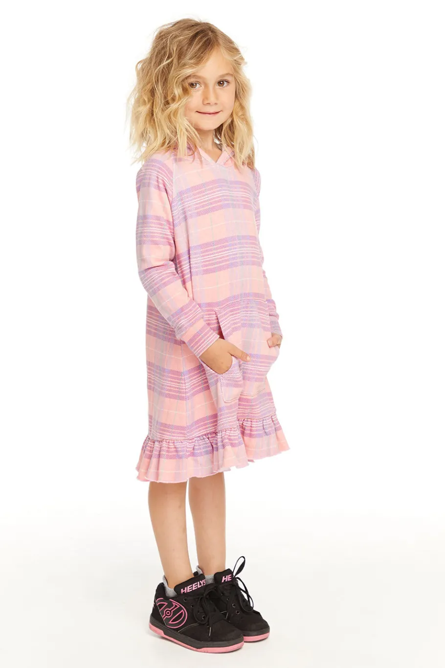 Best Sale Chaser Brand Long Sleeve Cotton Candy Plaid Dress
