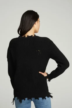 Best Chaser Brand Long Sleeve Crew Neck Deconstructed Sweater Pullover
