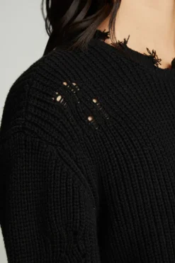 Best Chaser Brand Long Sleeve Crew Neck Deconstructed Sweater Pullover