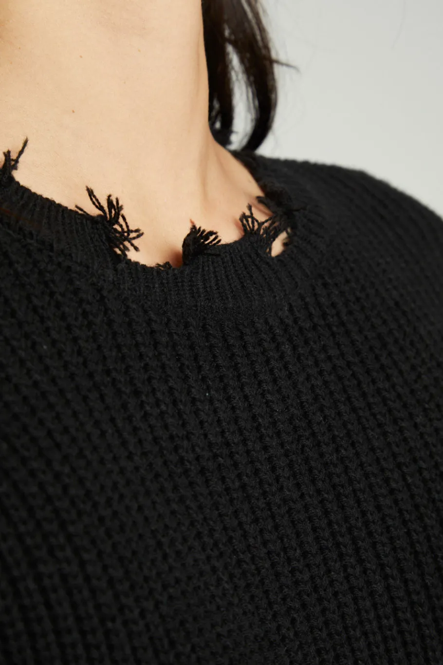 Best Chaser Brand Long Sleeve Crew Neck Deconstructed Sweater Pullover