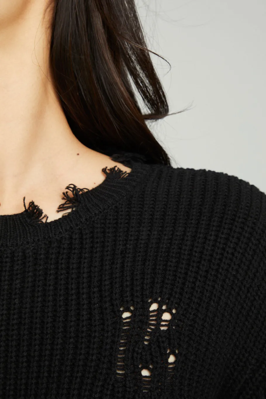 Best Chaser Brand Long Sleeve Crew Neck Deconstructed Sweater Pullover