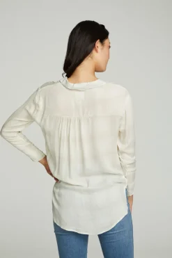 Best Chaser Brand Long Sleeve Drop Shoulder Hi Lo Button Down Shirttail Tunic