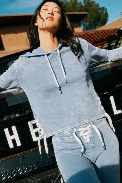 Discount Chaser Brand Long Sleeve Hoodie With Lace Up Sides