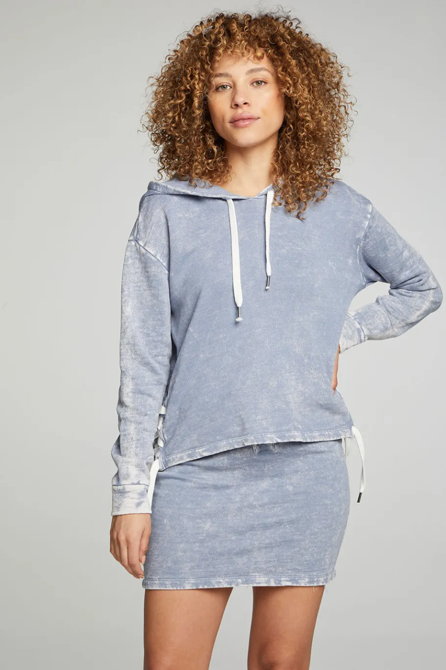 Discount Chaser Brand Long Sleeve Hoodie With Lace Up Sides