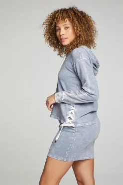 Discount Chaser Brand Long Sleeve Hoodie With Lace Up Sides