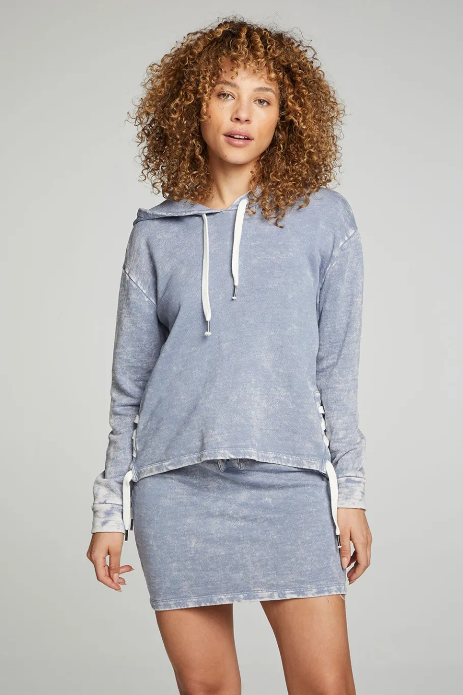 Discount Chaser Brand Long Sleeve Hoodie With Lace Up Sides