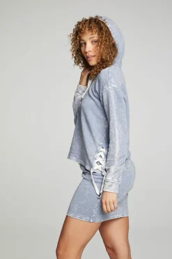 Discount Chaser Brand Long Sleeve Hoodie With Lace Up Sides