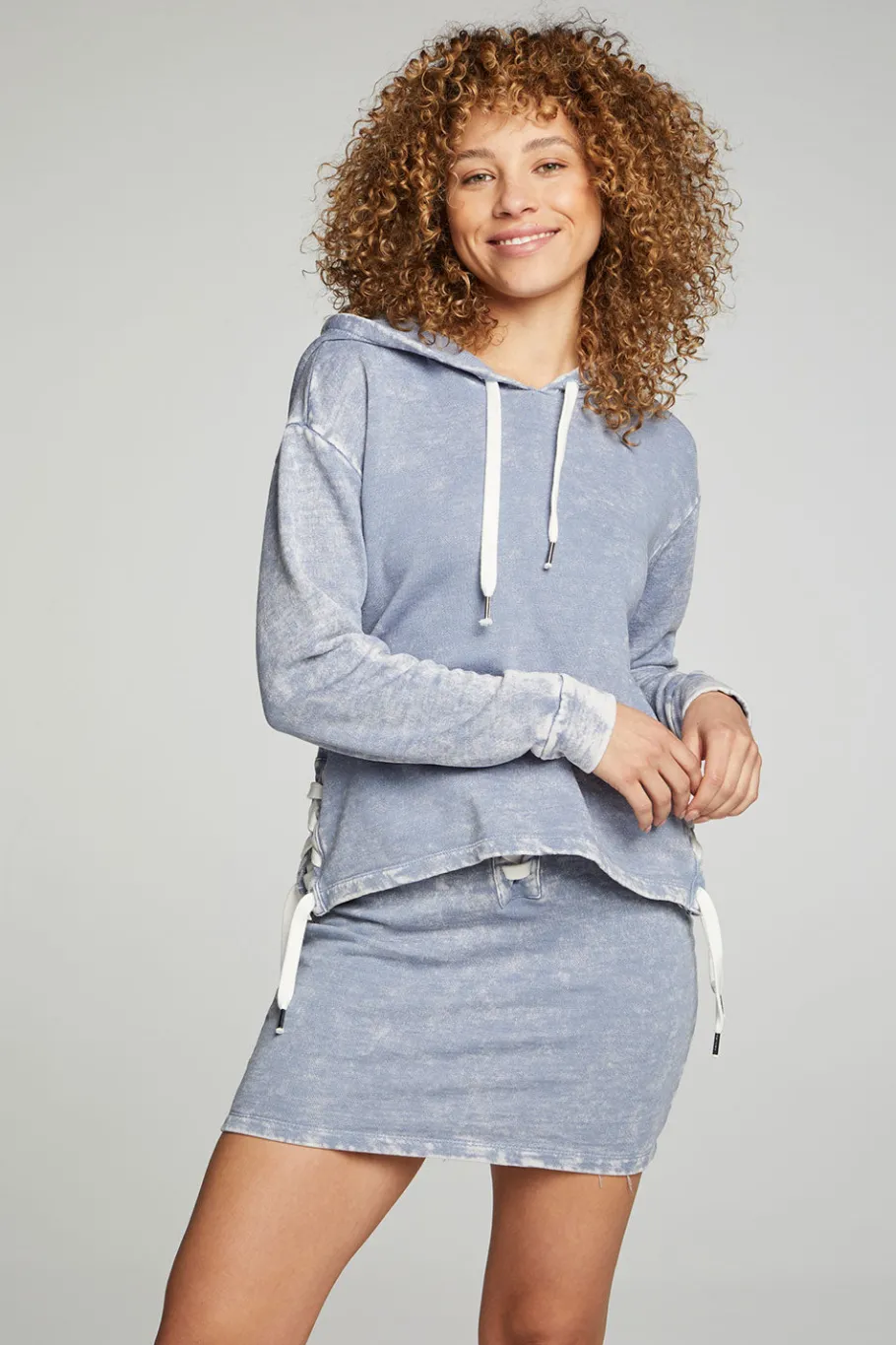 Discount Chaser Brand Long Sleeve Hoodie With Lace Up Sides