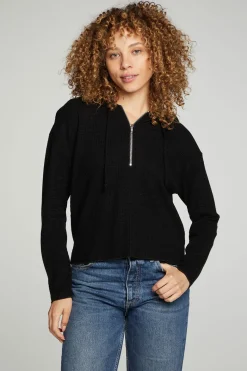 Cheap Chaser Brand Long Sleeve Semi Cropped Zip Front Hoodie