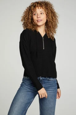 Cheap Chaser Brand Long Sleeve Semi Cropped Zip Front Hoodie